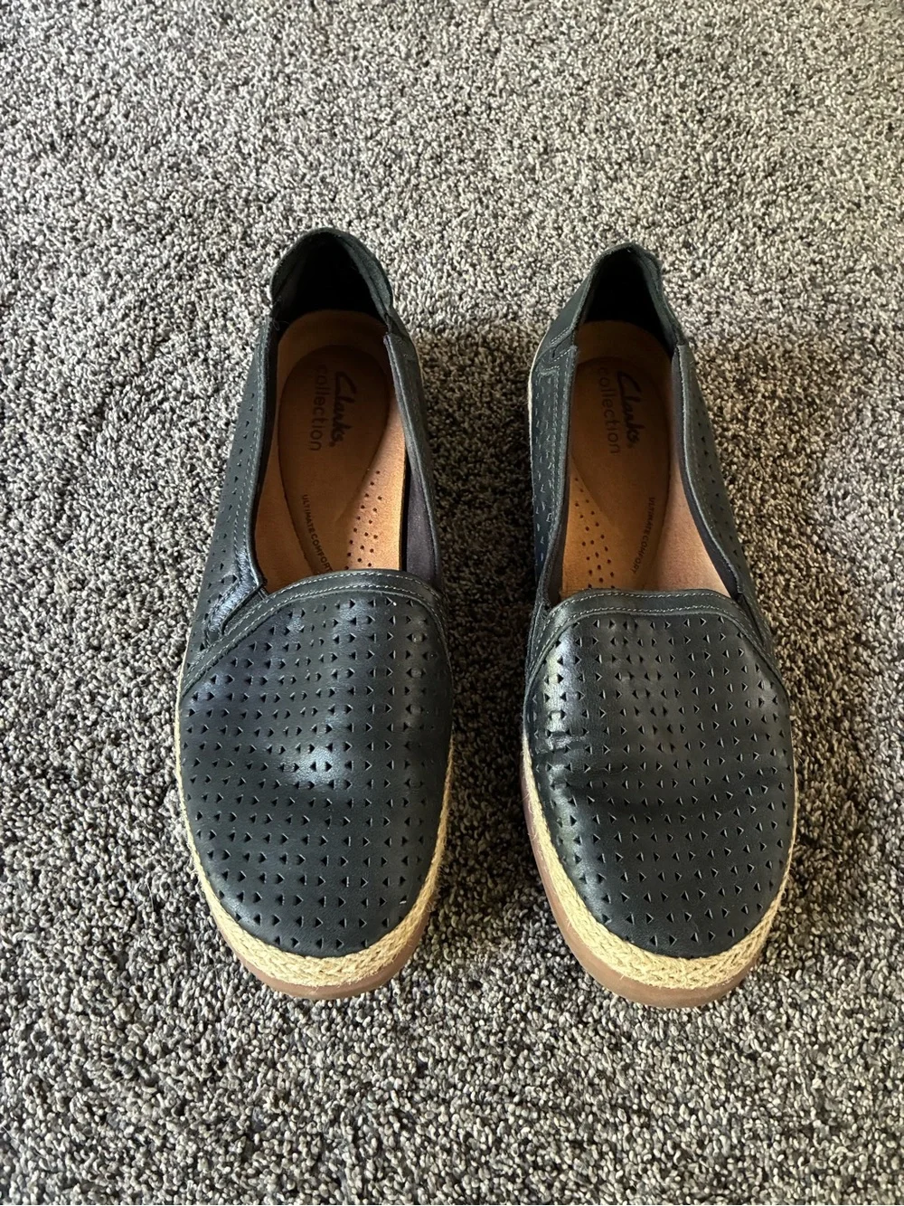 Clarks Elaina Ruby Espadrille Slip-On Shoe in Navy Blue, Size 9.5 M